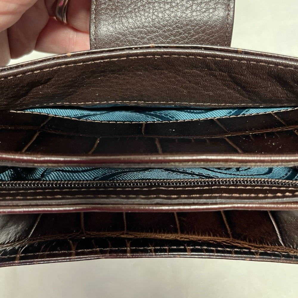 BRIGHTON SHEBA Rare Crocodile Petite MINI ORGANIZER Wallet Purse CrossBody BAG - Picture 7 of 7